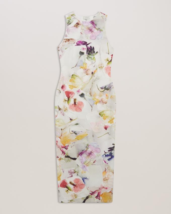 Peignoir Ted Baker Floral Scuba Bodycon Midi Blanche Femme | YTF-90108636